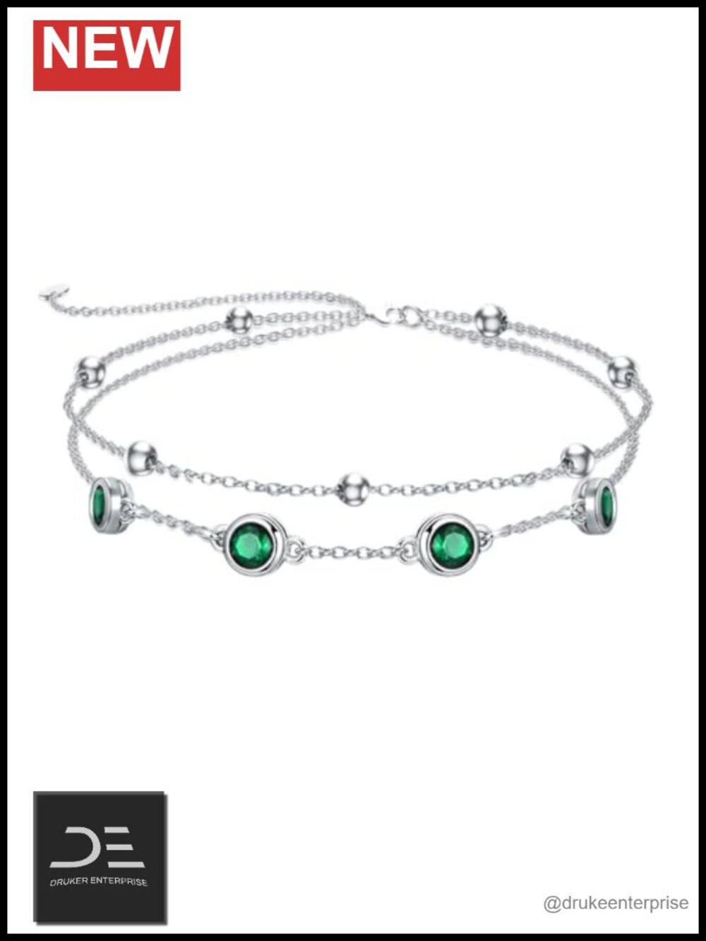925 Sterling Silver Adjustable Birthstone Anklet Bracelet for Women